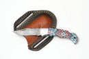 Damascus Steel Clip Point Folding Knife | Southwestern Tribal Resin Handle | Polished Bolsters TK-486