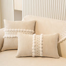 Soft Chenille Sectional Sofa Cover with Pom Pom Trim – Non-Slip Couch Protector