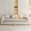 Soft Chenille Sectional Sofa Cover with Pom Pom Trim – Non-Slip Couch Protector