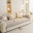 Soft Chenille Sectional Sofa Cover with Pom Pom Trim – Non-Slip Couch Protector