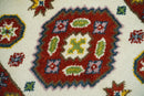 Runner 2x4 Ivory and Red Wool Hand Knotted traditional Persian Vintage Antique Southwestern Kazak | TRDCP29524
