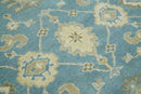 Hand Knotted 6x9  Oushak Light Blue and Beige Wool Area Rug | TRDCP1069