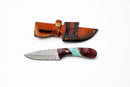 Damascus Steel Drop Point Hunter | Faceted Rosewood & Turquoise Handle | Scout Carry TK-497