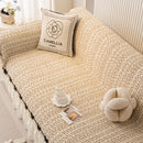 Ruffled Sofa Cover with Bowknot Decor, French Country Style Skirted Couch Slipcover