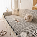 Ruffled Sofa Cover with Bowknot Decor, French Country Style Skirted Couch Slipcover