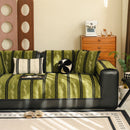 Non-Slip Sofa Cover with Thick Chenille Texture Woven Stripe Couch Protector Throw