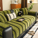 Non-Slip Sofa Cover with Thick Chenille Texture Woven Stripe Couch Protector Throw