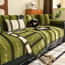 Non-Slip Sofa Cover with Thick Chenille Texture Woven Stripe Couch Protector Throw