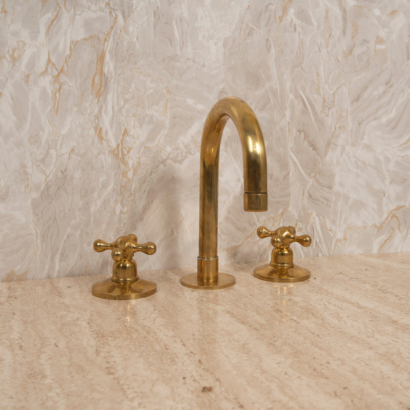 Widespread Unlacquered Brass Faucet 3 Holes