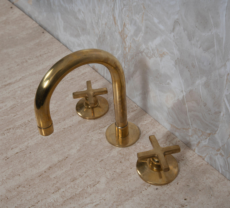 Widespread Unlacquered Brass Faucet 3 Holes