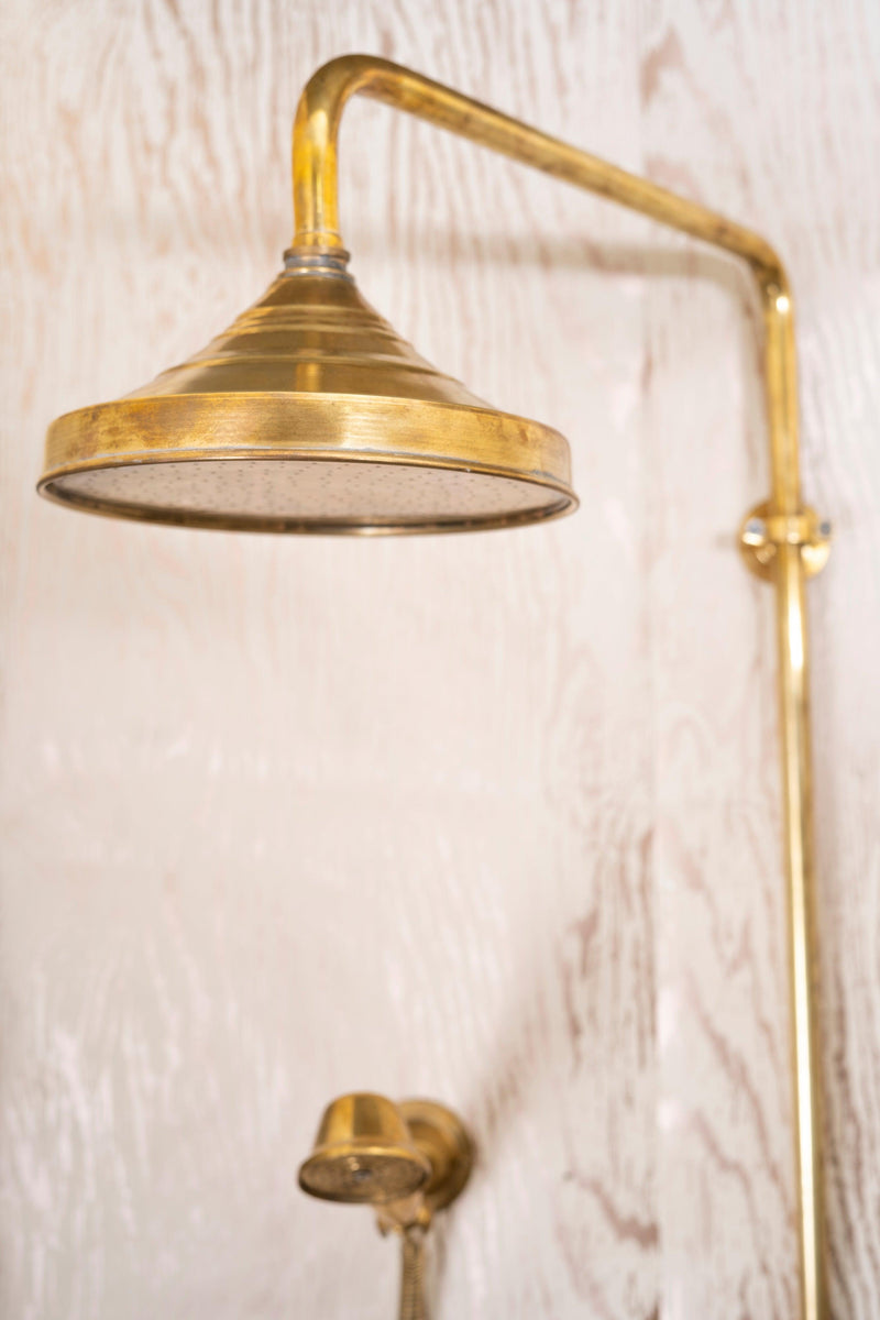 Unlacquered Brass Shower System - Brass Round Head