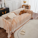 Chenille Striped Sofa Throw Blanket, Furniture Throw Covers Living Room Couch Cover