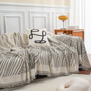 Chenille Striped Sofa Throw Blanket, Furniture Throw Covers Living Room Couch Cover