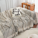 Chenille Striped Sofa Throw Blanket, Furniture Throw Covers Living Room Couch Cover