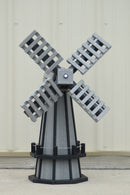30" Octagon, Decorative, Spinning Poly Dutch Windmill (Driftwood Gray/Black)