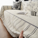 Chenille Striped Floral Couch Cover Sofa Slipcover for Most Shape Sofas, Reversible Sofa Throw Cover