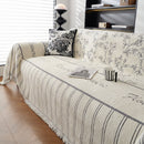 Chenille Striped Floral Couch Cover Sofa Slipcover for Most Shape Sofas, Reversible Sofa Throw Cover