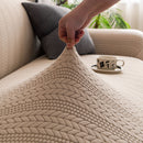 High Stretch Wheat Ear Embossed Textured Couch Slipcover, Water Repellent Sofa Cover