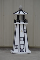 39" Octagon, Solar and Electric Powered  Poly, Lawn Lighthouse, White/ Black Trim