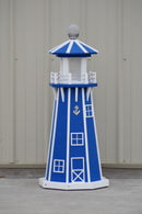 39" Octagon, Solar and Electric Powered  Poly Lawn Lighthouse, Blue with White Trim