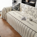 Chenille Striped Floral Couch Cover Sofa Slipcover for Most Shape Sofas, Reversible Sofa Throw Cover