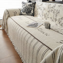 Chenille Striped Floral Couch Cover Sofa Slipcover for Most Shape Sofas, Reversible Sofa Throw Cover