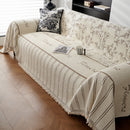 Chenille Striped Floral Couch Cover Sofa Slipcover for Most Shape Sofas, Reversible Sofa Throw Cover