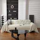 Chenille Striped Floral Couch Cover Sofa Slipcover for Most Shape Sofas, Reversible Sofa Throw Cover