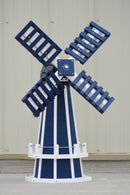 30" Octagon, Decorative, Spinning Poly Dutch Windmill (Patriot Blue/White)