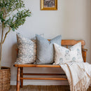 Devi Floral Block Printed Pillow Cover | Teal Green/Blue | Lumbar