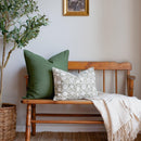 Jardim Floral Block Printed Pillow Cover | Olive Green | Lumbar