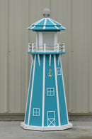 4 ft. Octagon Solar and Electric Powered Poly Garden Lighthouses Aruba Blue and White