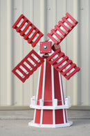 30" Octagon, Decorative, Spinning Poly Dutch Windmill (Red/White)