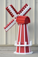 30" Octagon, Decorative, Spinning Poly Dutch Windmill (Red/White)