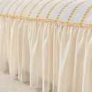 Cute Dotted Stripe Couch Protector, Non-Slip Washable Sofa Cover with Ruffled Skirt