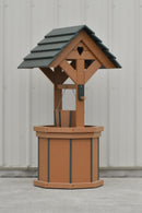 4 ft. Poly Wishing Well with Planter Bucket, Caramel and Green
