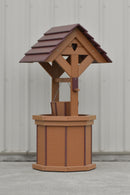 4 ft. Poly Wishing Well with Planter Bucket, Carmel and Cherrywood