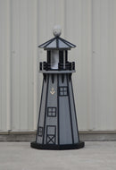 39" Octagon, Solar and Electric Powered  Poly, Lawn Lighthouse, Driftwood Gray/black trim