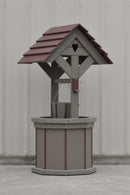 4 ft. Poly Wishing Well with Planter Bucket, Clay and Cherrywood