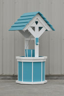 4 ft. Poly Wishing Well with Planter Bucket, Aruba Blue and White