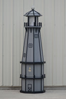 6 ft. Octagon Solar and Electric Powered Poly Lighthouse Driftwood Gray with Black trim