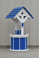 4 ft. Poly Wishing Well with Planter Bucket, Blue and White