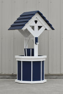 4 ft. Poly Wishing Well with Planter Bucket, Patriot Blue and White