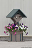 2 ft. Poly Wishing Well Flower Planter, (Weathered Wood/Green)
