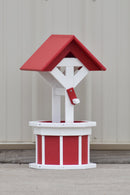 2 ft. Poly Wishing Well Planter, (Red/White)