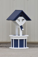 2 ft. Poly Wishing Well Planter, (Patriot Blue/White)