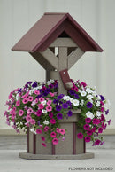 2 ft. Poly Wishing Well Flower Planter, (Weathered Wood/Cherry)