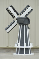 30" Octagon, Decorative, Spinning Poly Dutch Windmill (Gray/White)