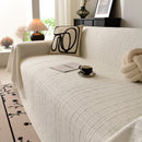 Sofa Cover Throw with Subtle Textured Stripes Lightweight Smooth Couch Slipcover