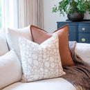 Luana Floral Block Printed Pillow Cover | Beige/Brown
